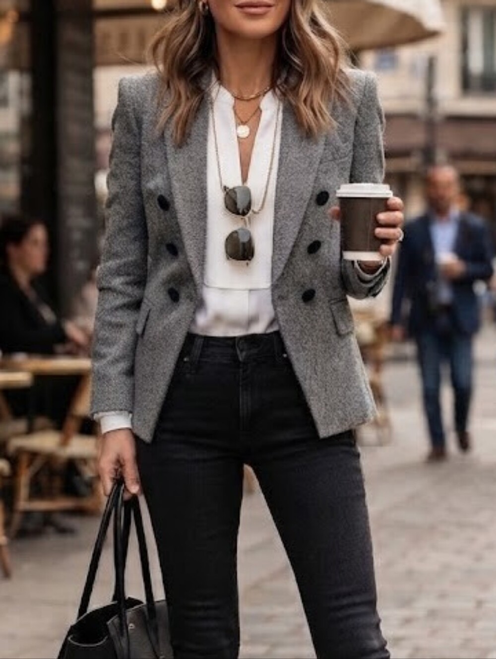 Veronica Beard Sirin Dickey Gray Wool-Blend Blazer